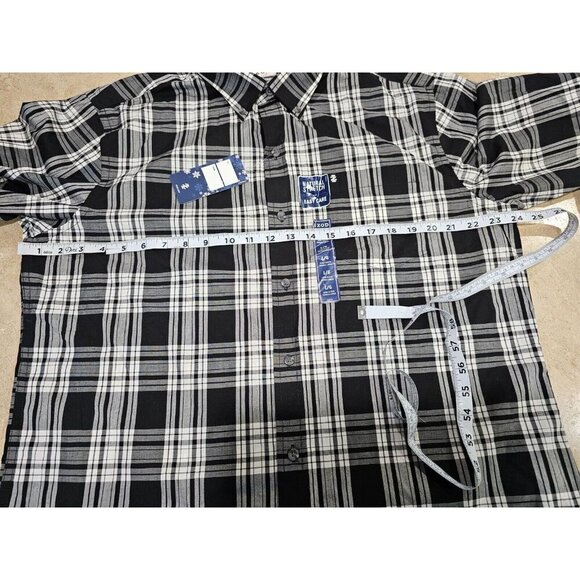 NWT Men's Izod Natural Stretch Button Down Shirt Size Large Black Plaid - Picture 4 of 6